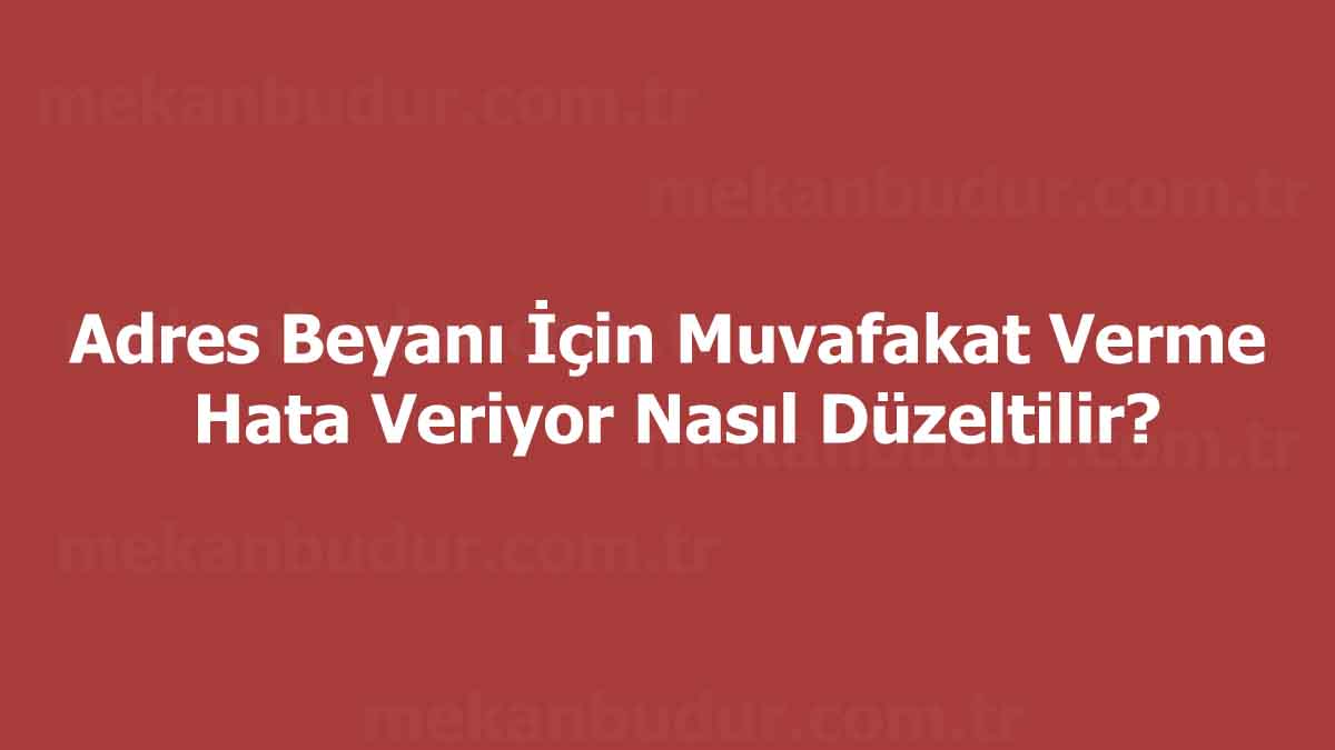 Adres Beyanı İçin Muvafakat Verme Hata Veriyor Nasıl Düzeltilir?