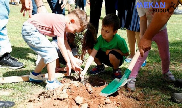 Aydın Büyükşehir Belediyesi’nin çocuk gelişim merkezine devam eden minikler, Dünya Çevre Haftası’nda 100 zeytin ağacı dikti.