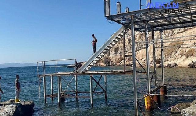 Ayıbalığı Koyu’ndaki izinsiz iskelenin sökümü başladı