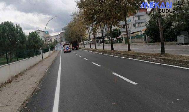 Derince Ertuğrul Gazi Caddesi’nde yol çizgileri çizildi