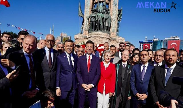 Ekrem İmamoğlu Türkiye Cumhuriyeti’nin 101’inci kuruluş yıldönümü, Taksim Cumhuriyet Anıtı’nda gerçekleştirilen çelenk koyma töreniyle kutlandı